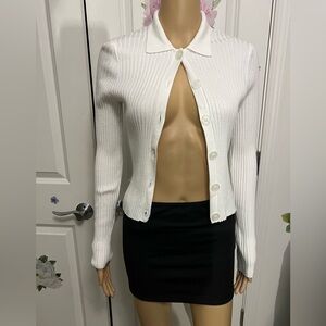 Glassons White Button Down Ribbed Shirt